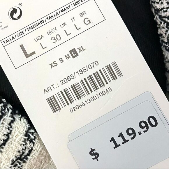 ZARA NWT double-breasted Blazer in Black & Ecru Size L - Picture 7 of 7